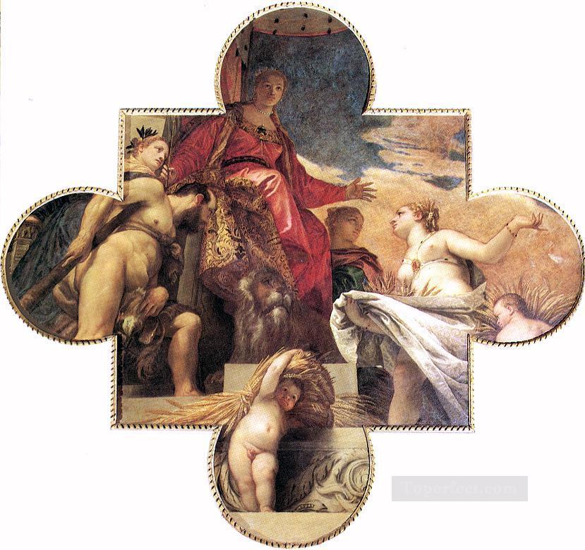 セレスはヴェネツィアのルネッサンス時代のパオロ・ヴェロネーゼに敬意を表します油絵